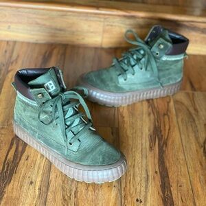 Cat Sneaker Boots T1443 EU Sz 37 Green Leather Lace Up